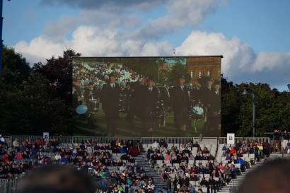 on the big sceen at massed bands